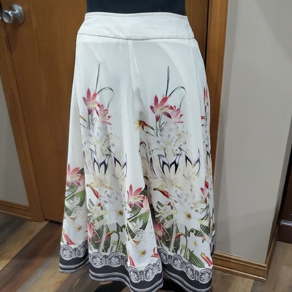 Soft Surroundings Pink and Cream A-Line Midi Skirt Resort Wear